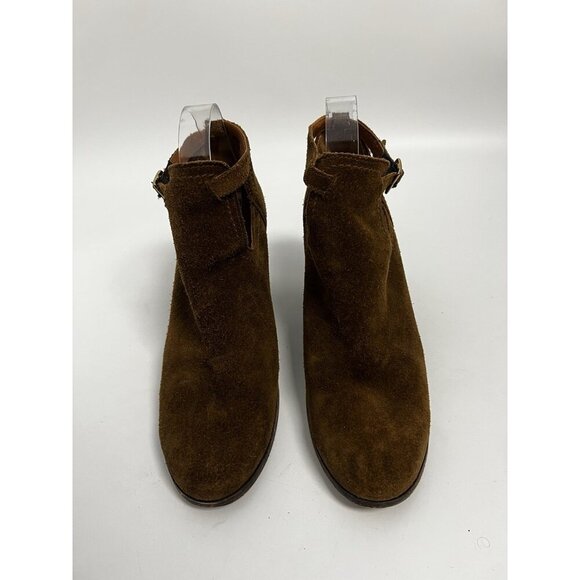 Frye Sz 8.5 B Shootie Boot Chestnut Brown Suede Meghan ankle open authentic Frye - Picture 8 of 11